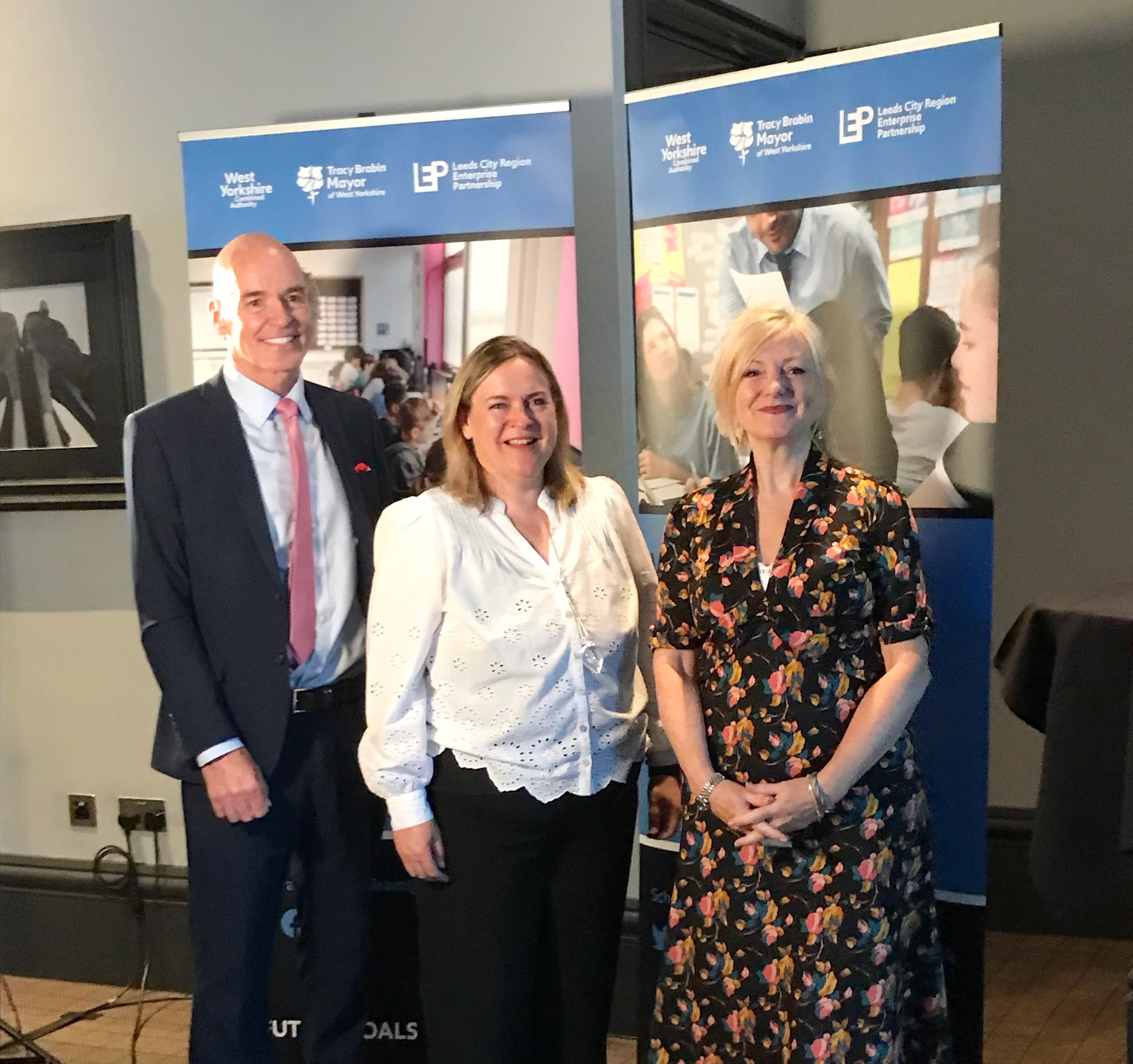 Tracy Brabin, Mayor of West Yorkshire, Nicola Hall, Careers and Enterprise Company and Brian Archer, Director of Economic Services, West Yorkshire Combined Authority